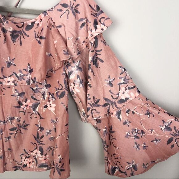 EXPRESS | Floral Off the Shoulder V Halter Blouse Purple Blue Women’s Size XS - Picture 6 of 10